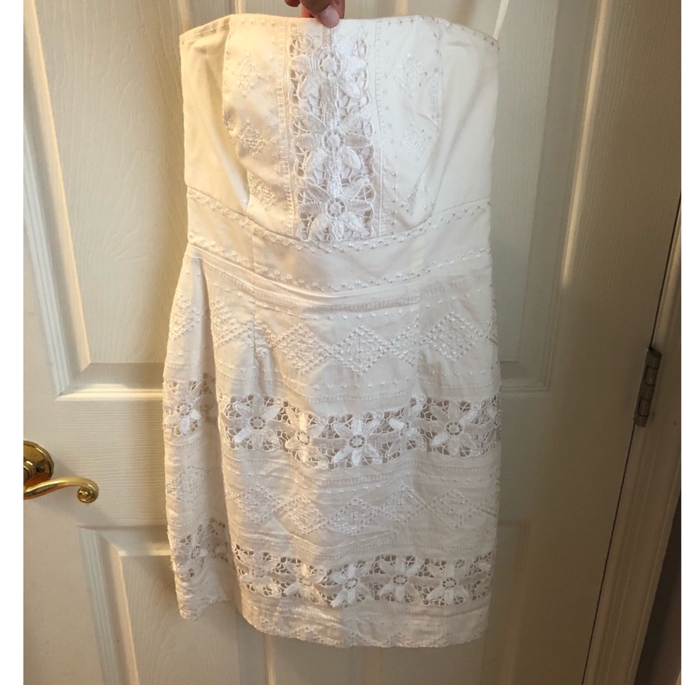 White House Black Market White Strapless Dress